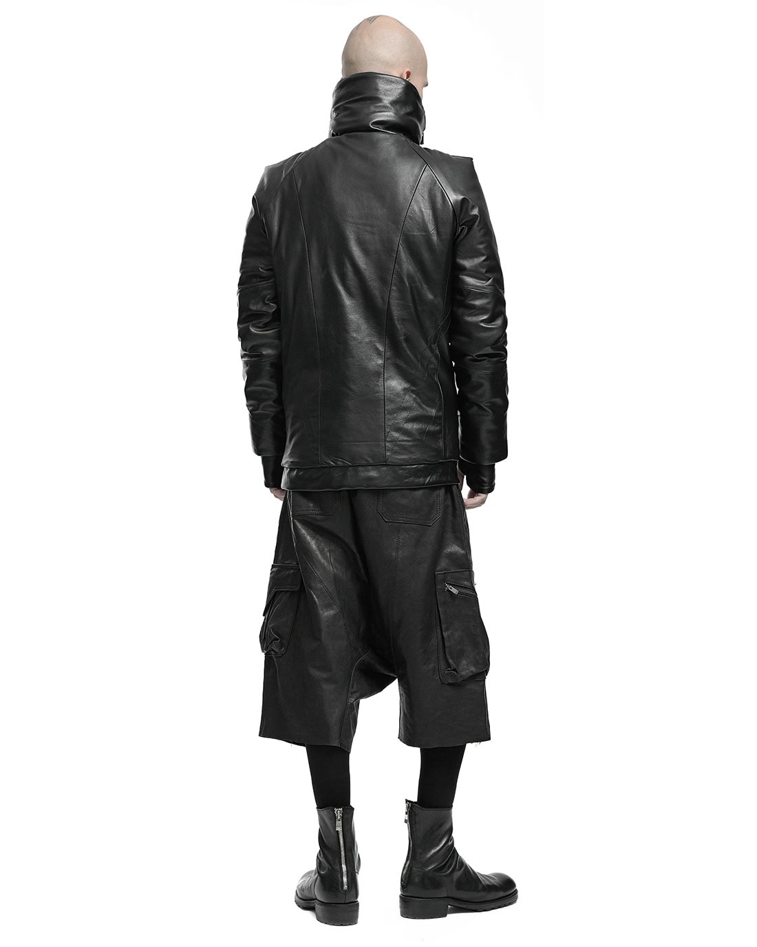 Leather Diagonal Zip Winter Jacket