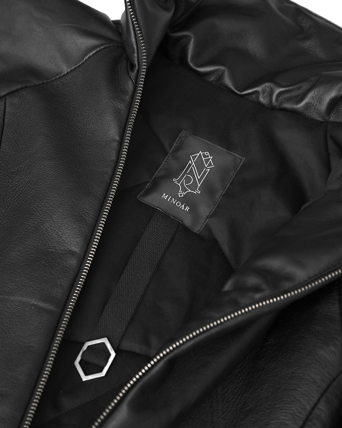 Leather Diagonal Zip Winter Jacket