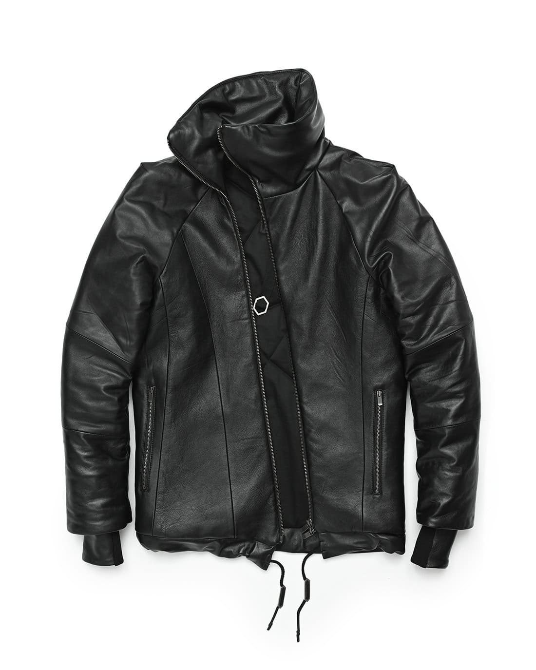 Leather Diagonal Zip Winter Jacket