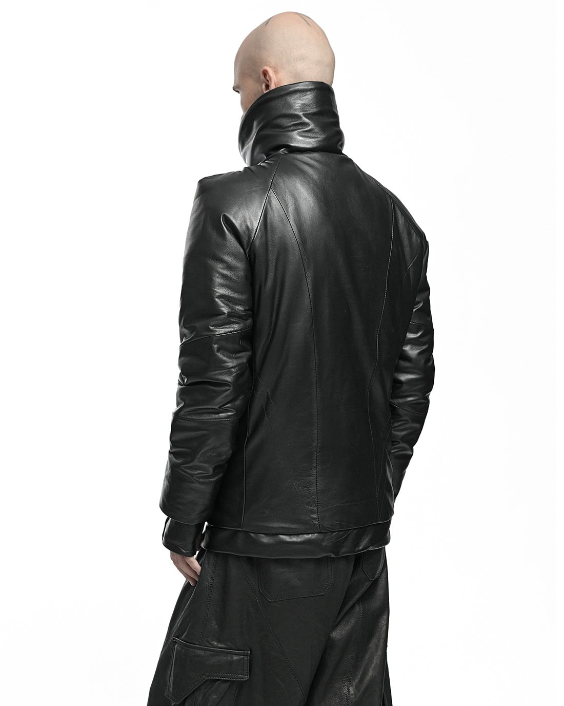 Leather Diagonal Zip Winter Jacket