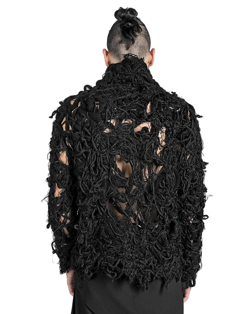 MINOAR - Fiber Bond Wool Turtleneck Sweater, Men's black cotton sweater with Fiber-Bond texture - 5