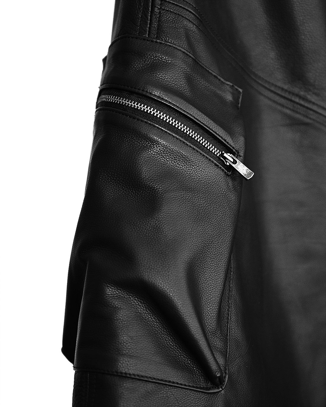 Cargo Segment Wide Leather Shorts - Image 7