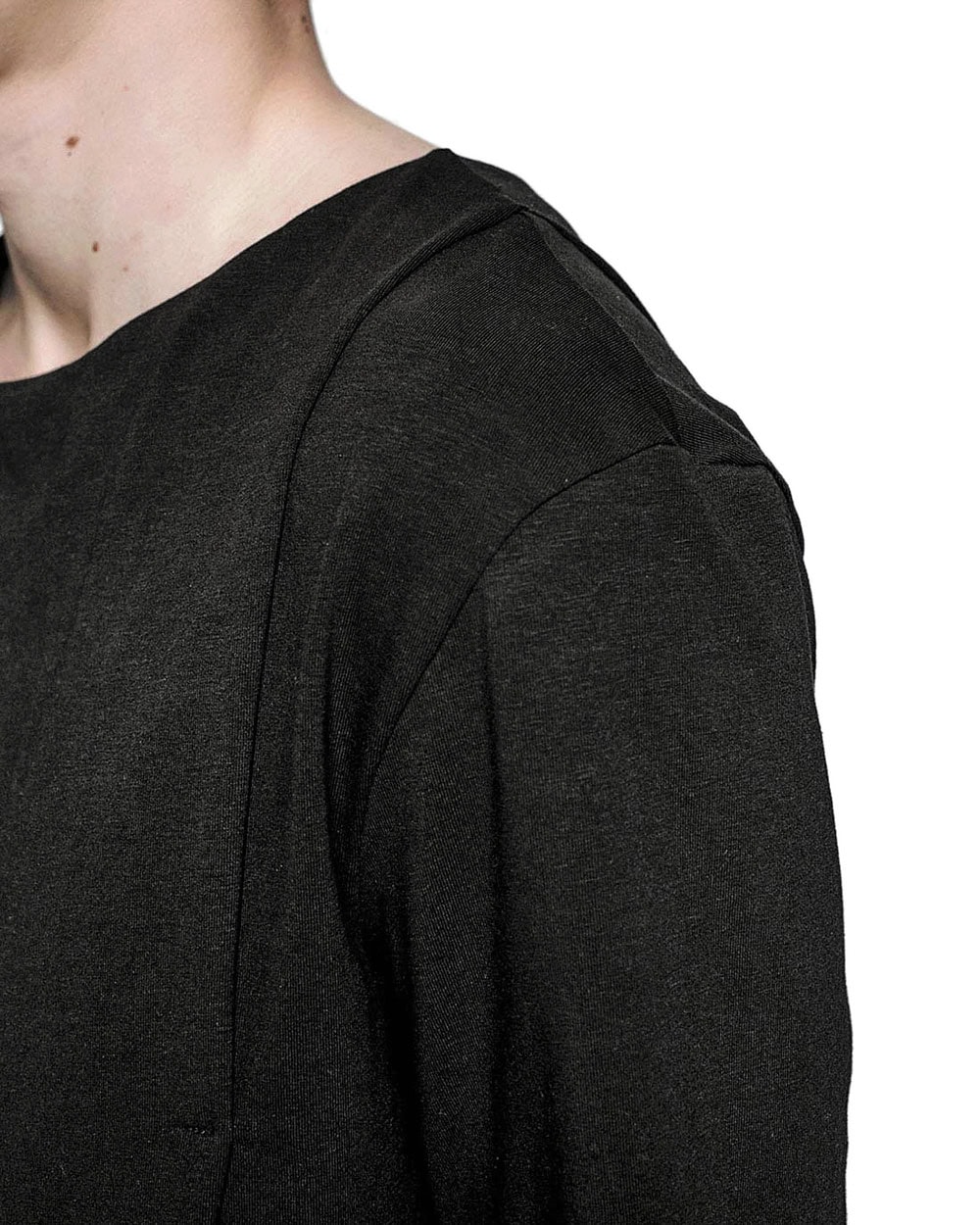 MINOAR - Layered Loose T-shirt, Men's black cotton T-shirt with layered construction - 6