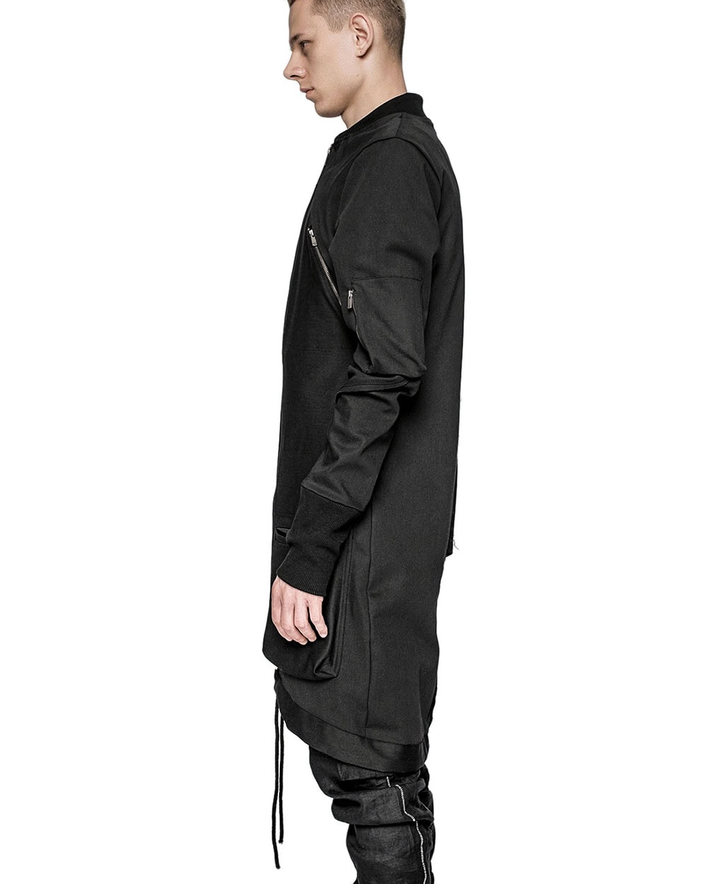 MINOAR - Utility Cargo Bomber Jacket, Men's black cotton jacket with thumb openings - 5