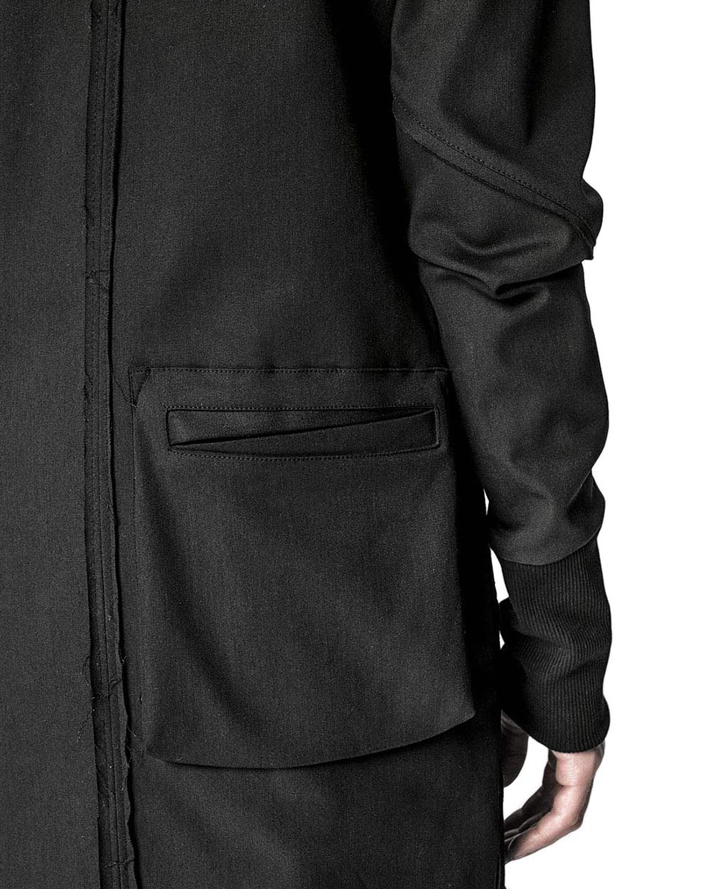 MINOAR - Utility Cargo Bomber Jacket, Men's black cotton jacket with thumb openings - 9