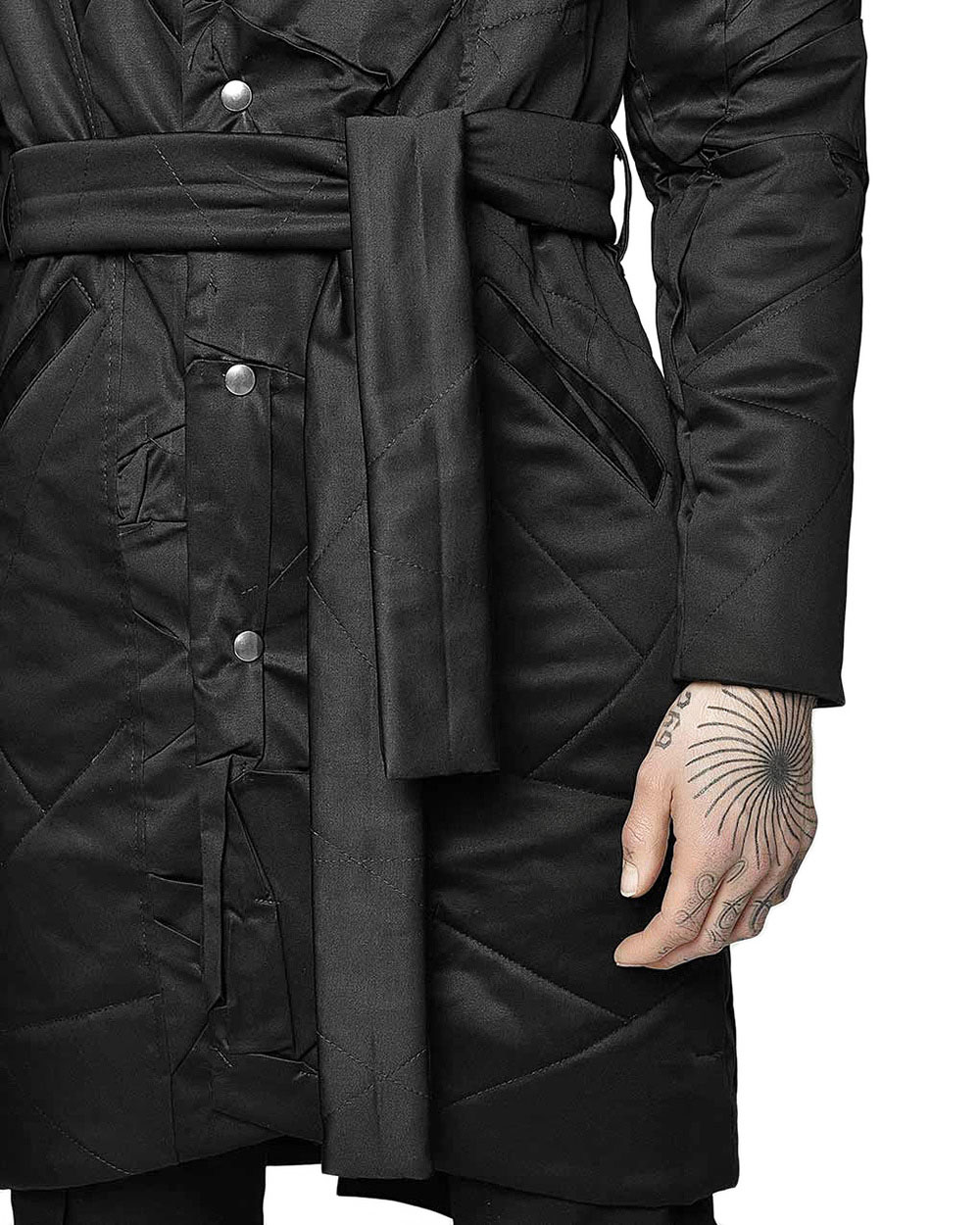Crushed High Neck Wrapper Coat - Image 9