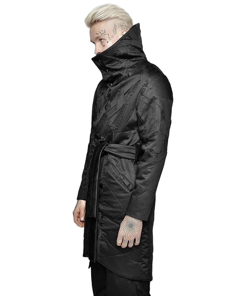 Crushed High Neck Wrapper Coat - Image 6