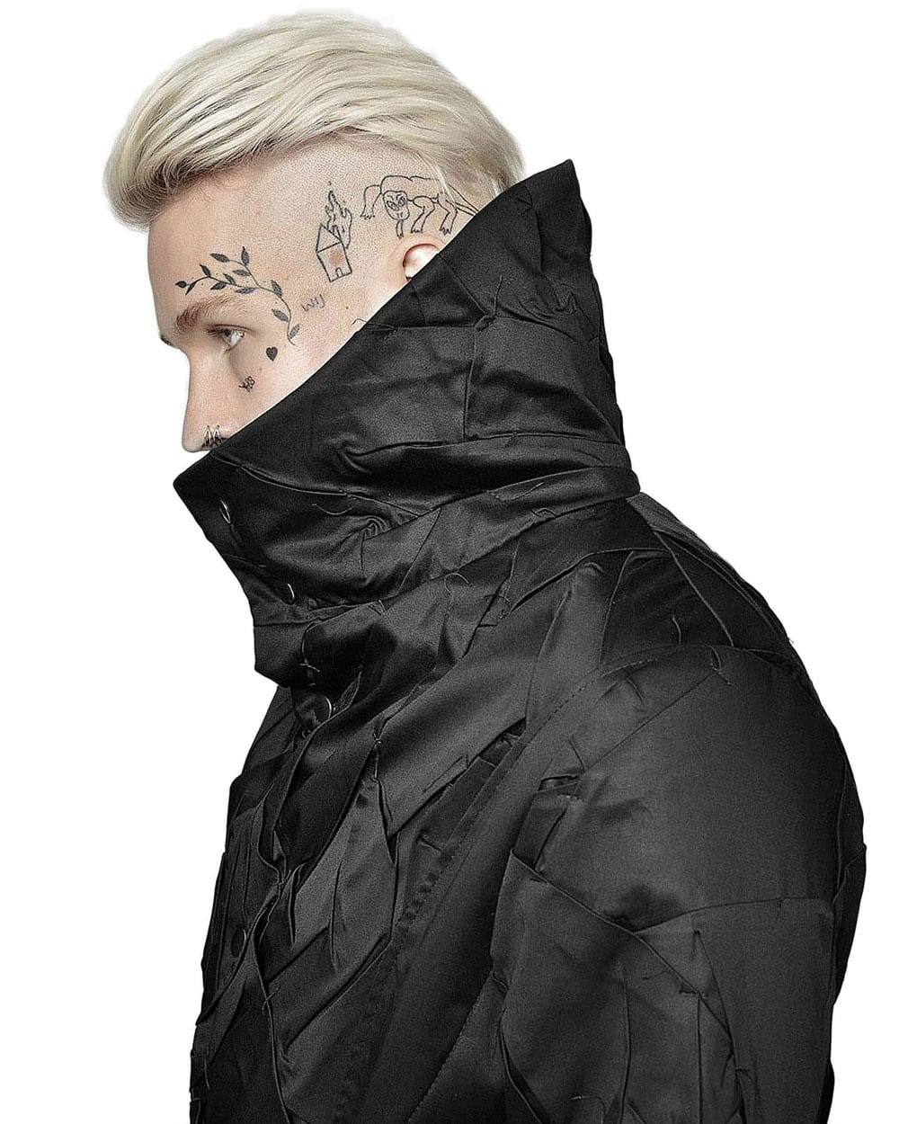Crushed High Neck Wrapper Coat - Image 7