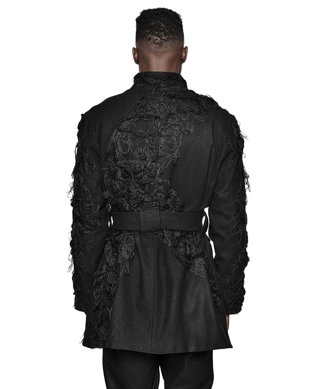 MINOAR - Fiber Bond Wrapper Winter Coat, Men's black cotton coat with Fiber-Bond texture - 5