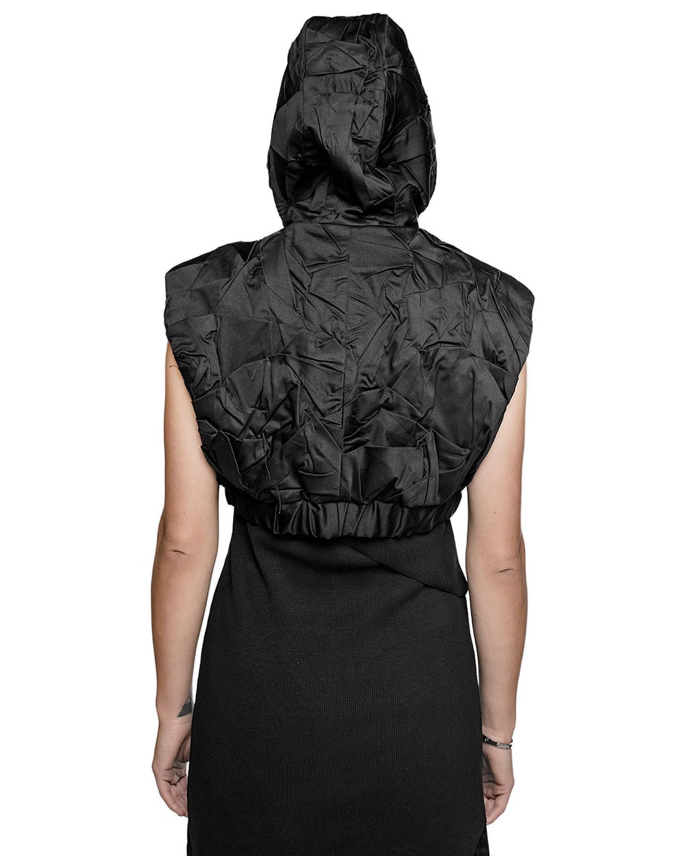 Hooded Crushed Crop Vest - Image 5