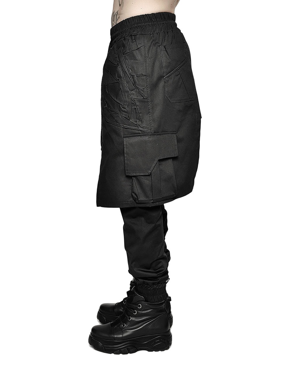 Asymmetric Cargo Crushed Skirt - Image 5