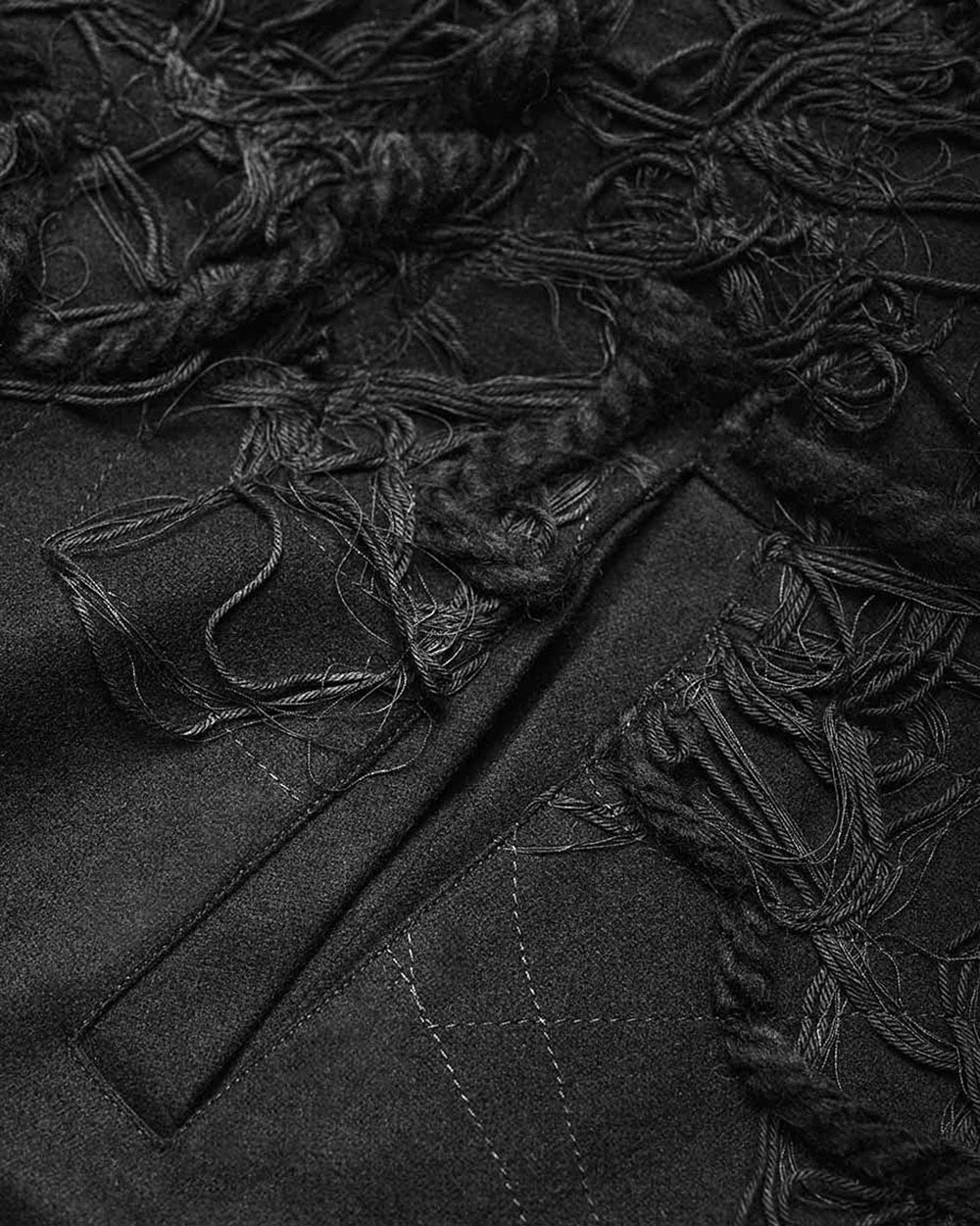 MINOAR - Fiber Bond Wrapper Winter Coat, Men's black cotton coat with Fiber-Bond texture - 6