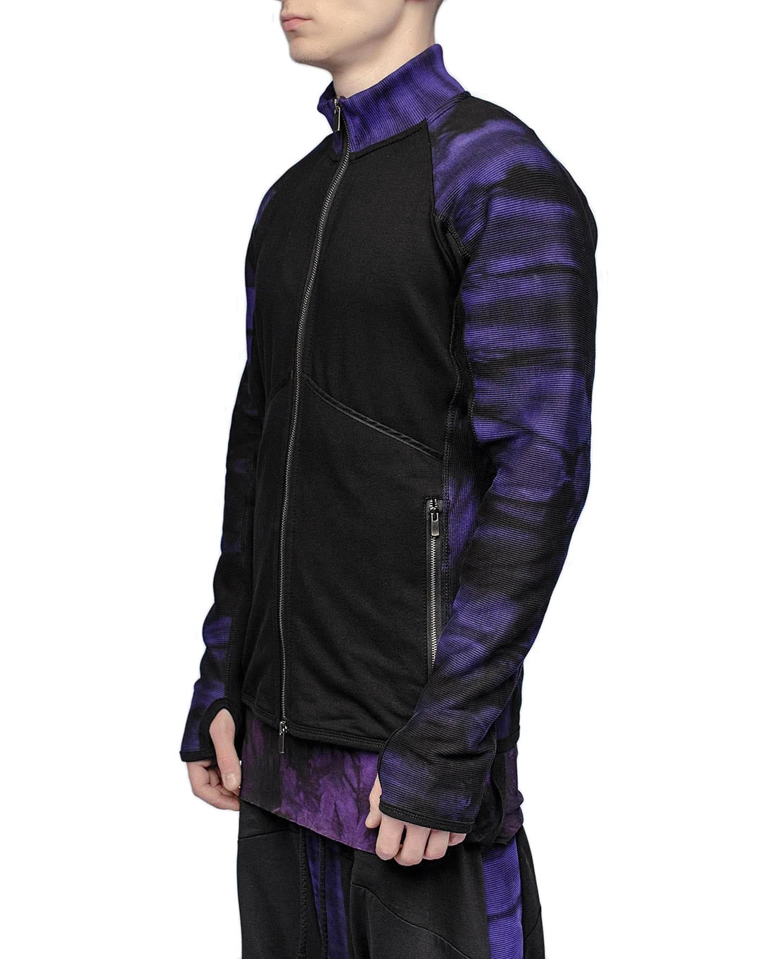 Wave Segment Dyed Violet Zip-Sweatshirt - Image 5