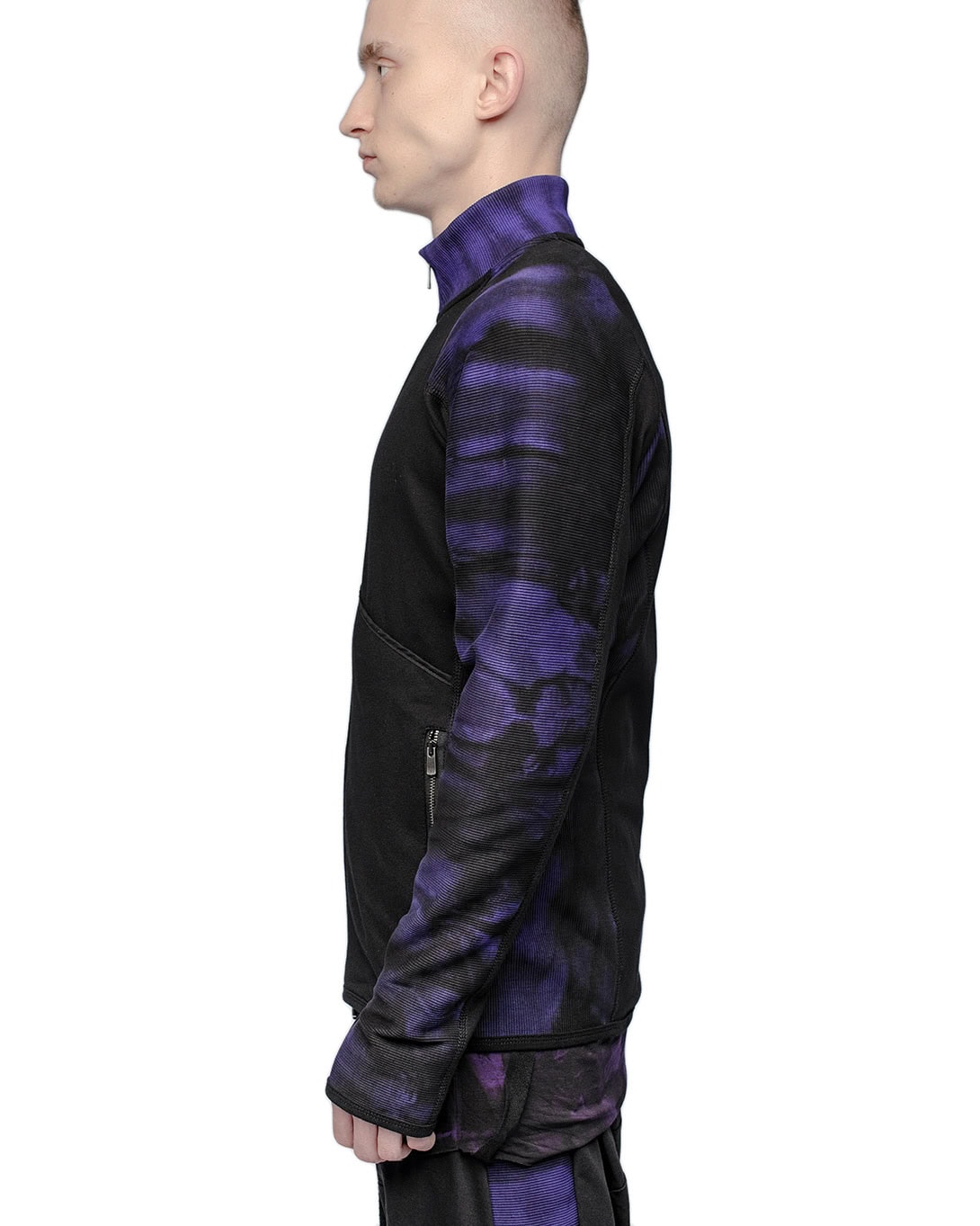 Wave Segment Dyed Violet Zip-Sweatshirt - Image 6