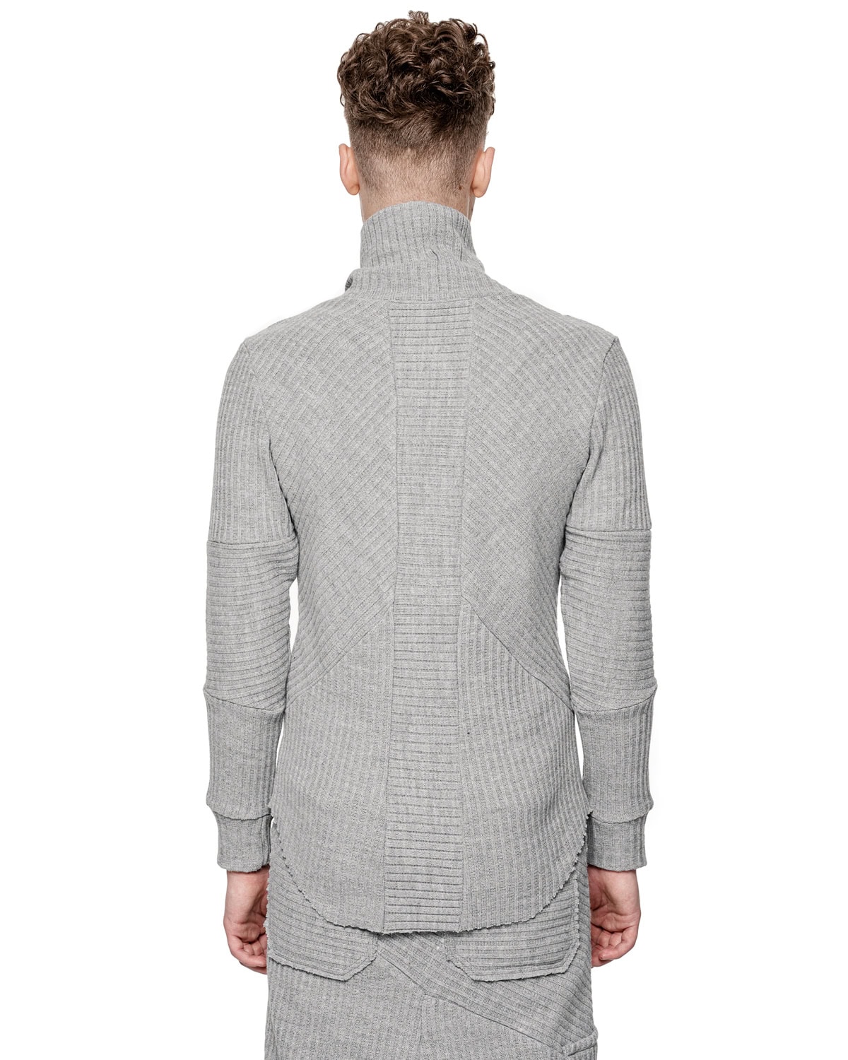 Angular Rib Knit High Neck Top - Image 5