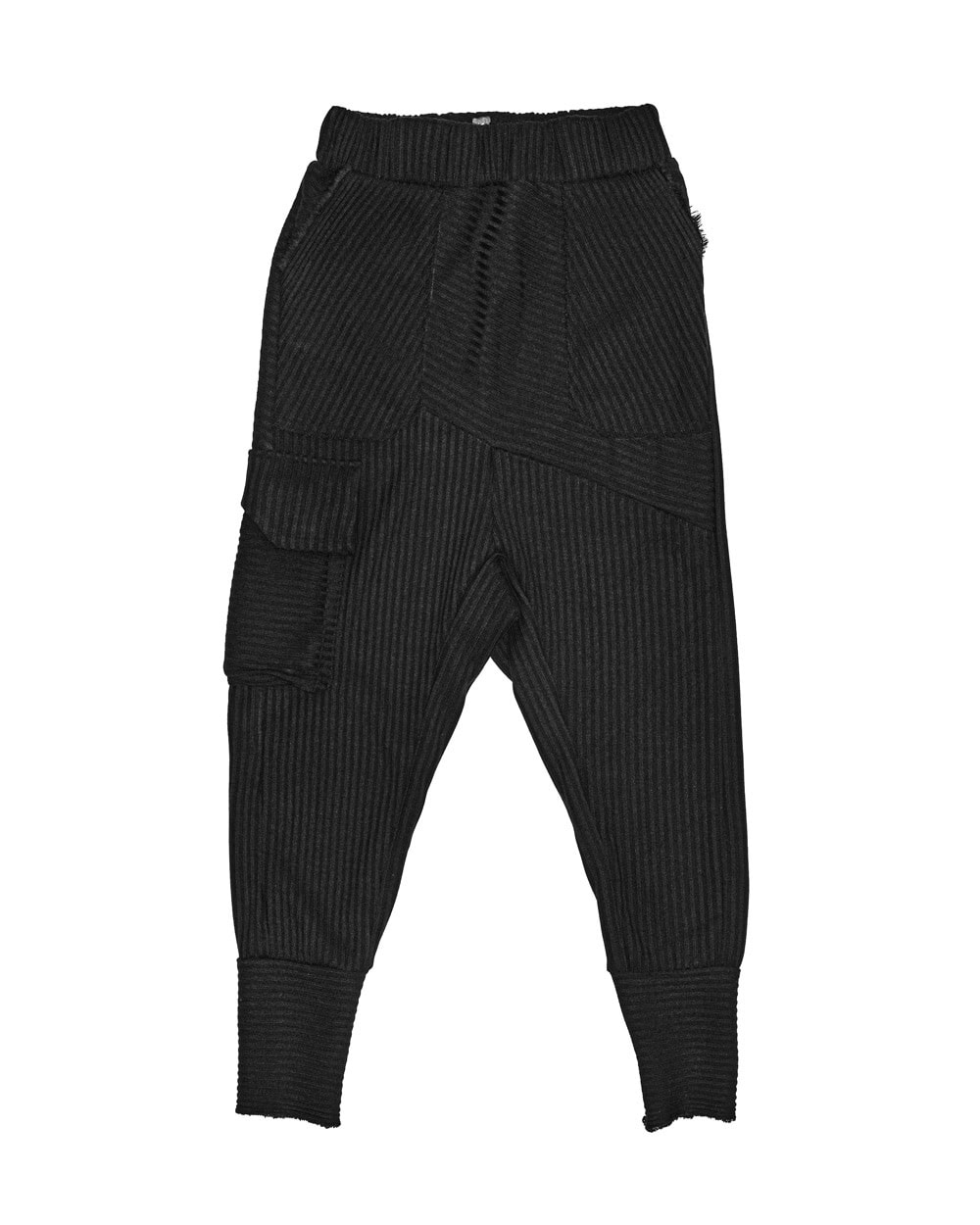 MINOAR - Deconstruct Volume Cargo Track Pants, Women's black cotton pants with drop-crotch silhouette - 7