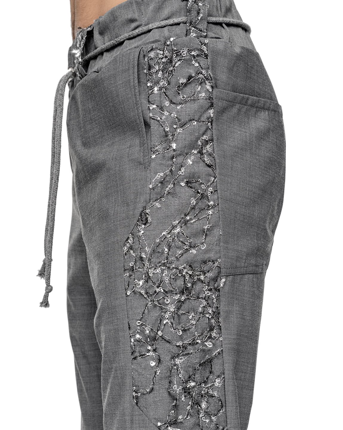 MINOAR - Phase Fiber Bond Wool Trousers, Men's grey wool trousers with Fiber-Bond texture - 6
