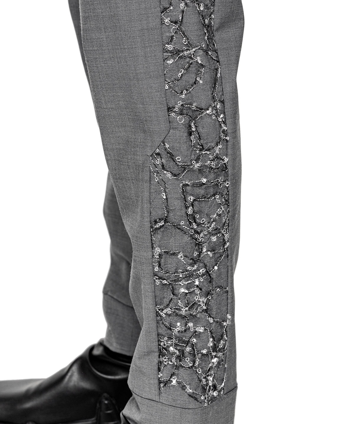 MINOAR - Phase Fiber Bond Wool Trousers, Men's grey wool trousers with Fiber-Bond texture - 7