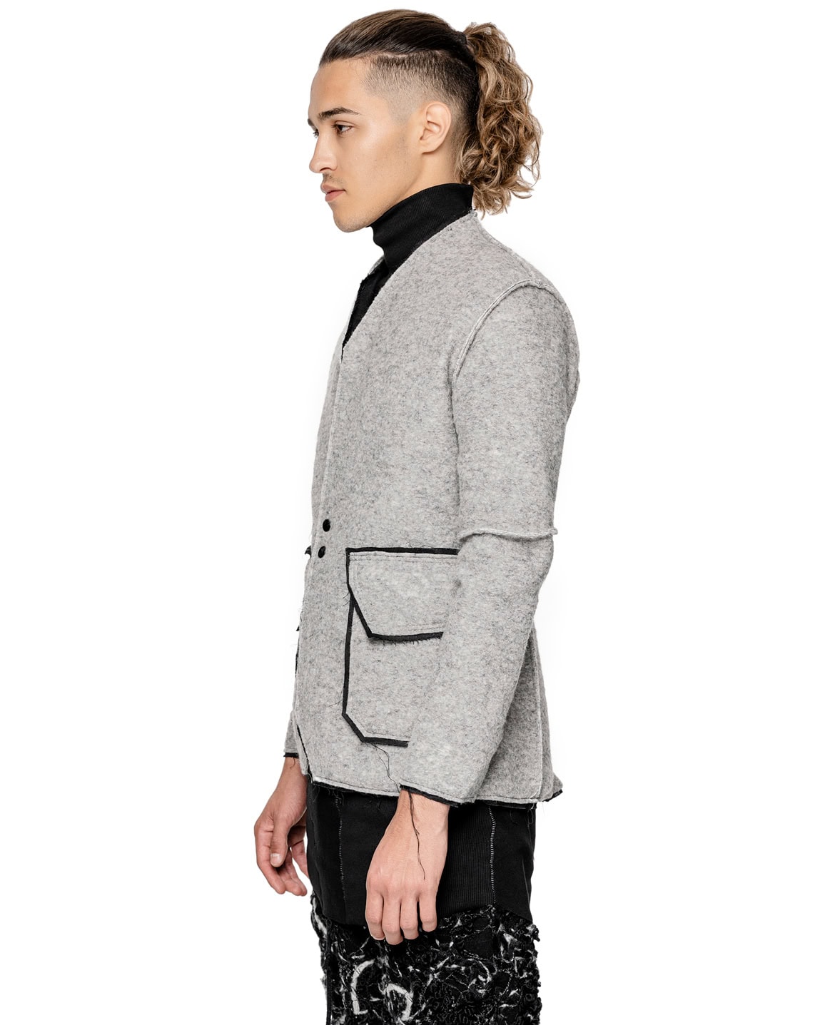 Wool Reversed Raw Blazer Jacket - Image 5
