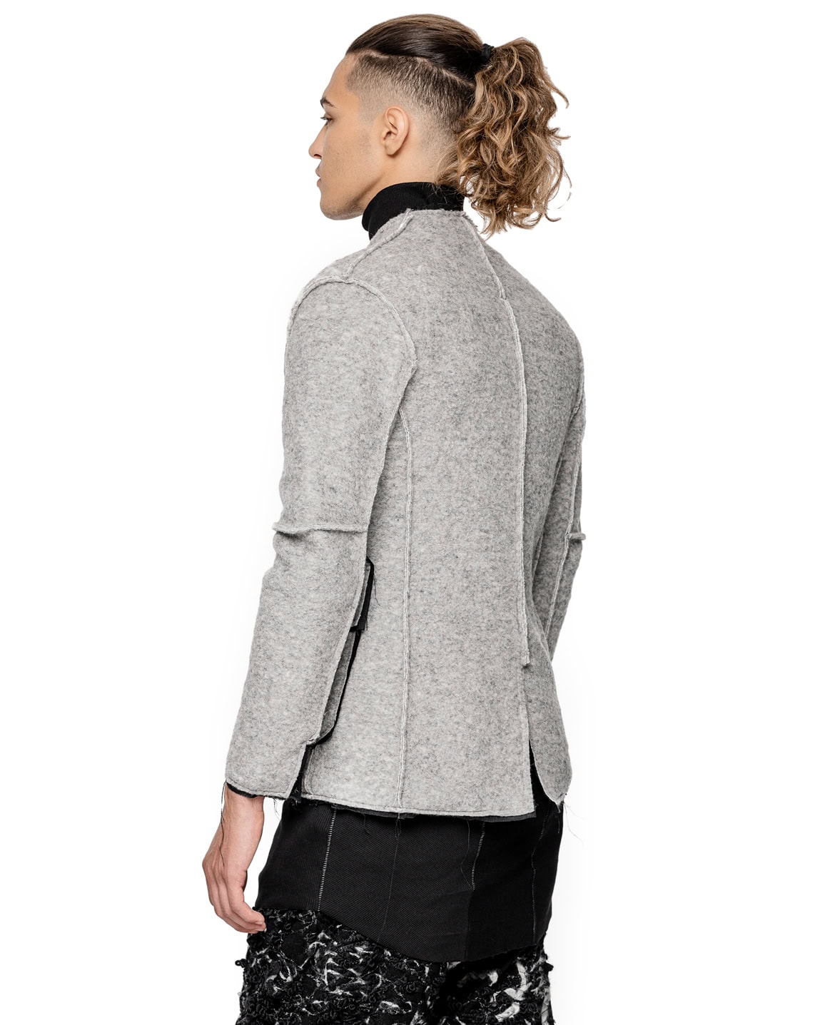 Wool Reversed Raw Blazer Jacket - Image 6