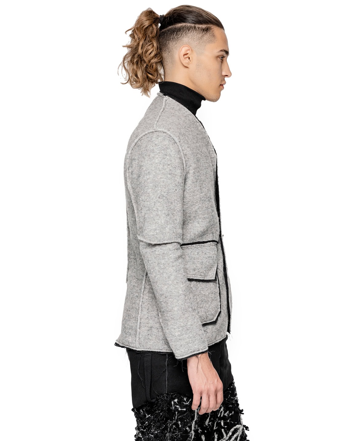 Wool Reversed Raw Blazer Jacket - Image 7