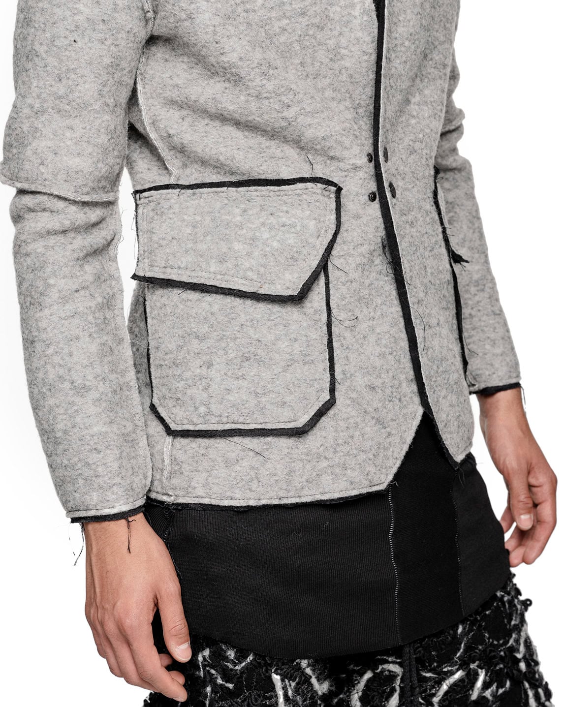 Wool Reversed Raw Blazer Jacket - Image 8