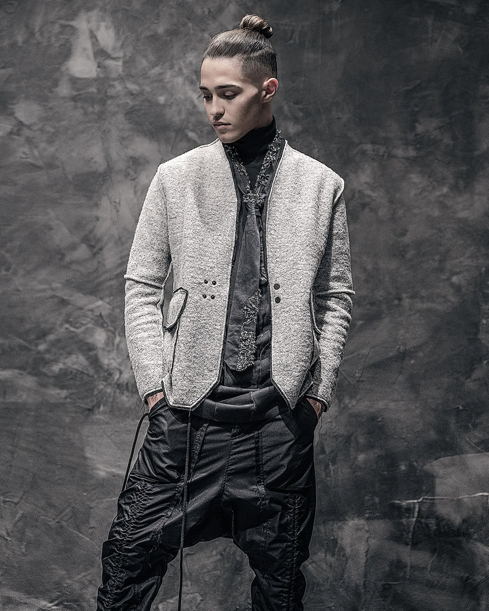 Wool Reversed Raw Blazer Jacket - Image 10