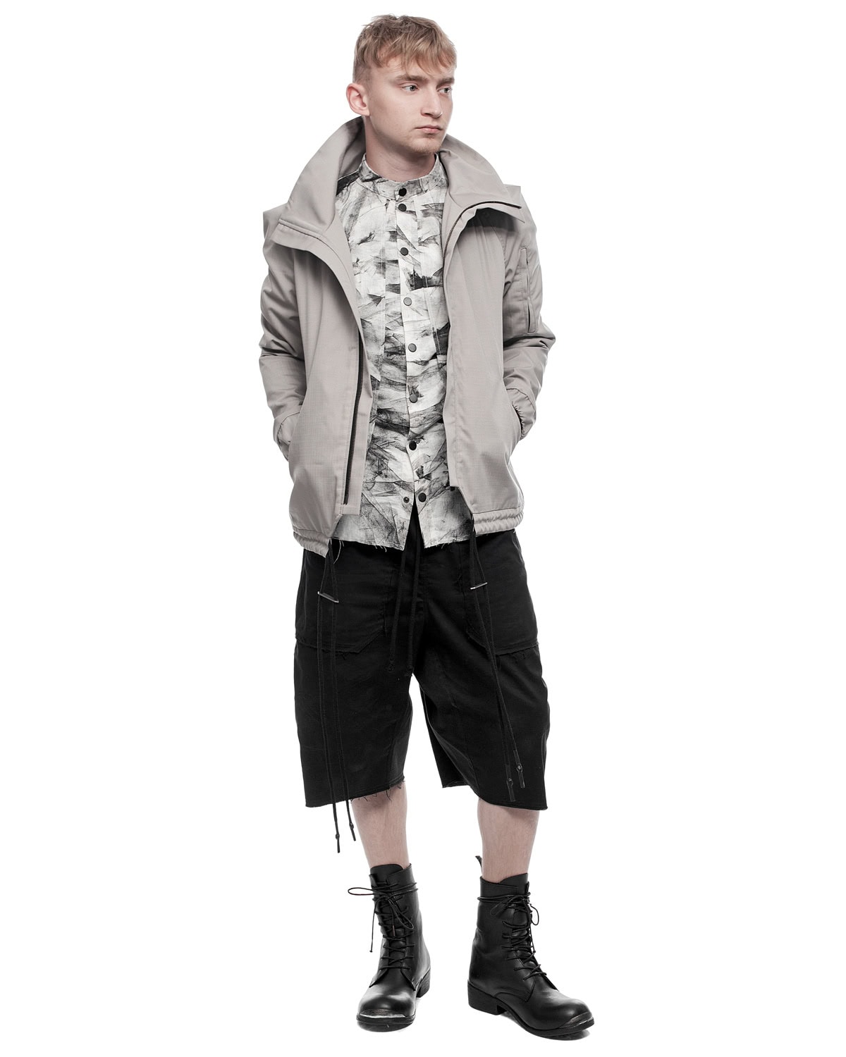 Standing Collar Sleeveless Object Dyed Shirt - Image 8