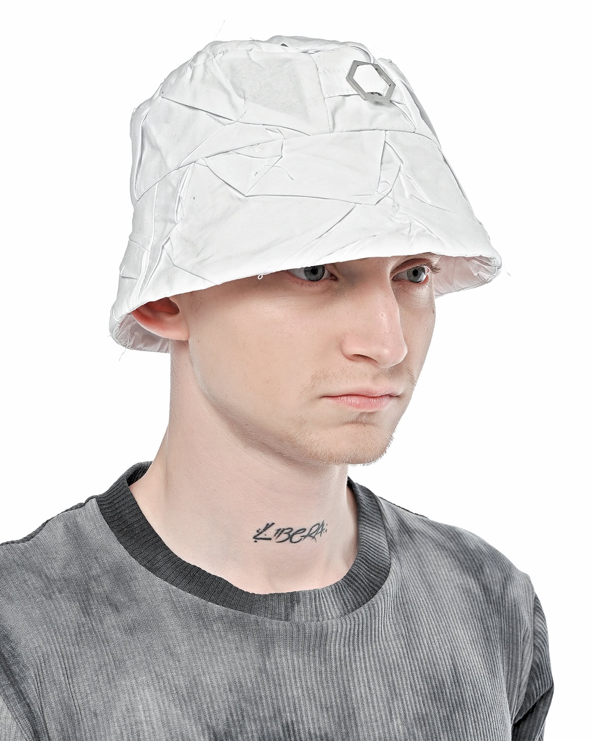 Crushed Tech White Bucket Hat - Image 5