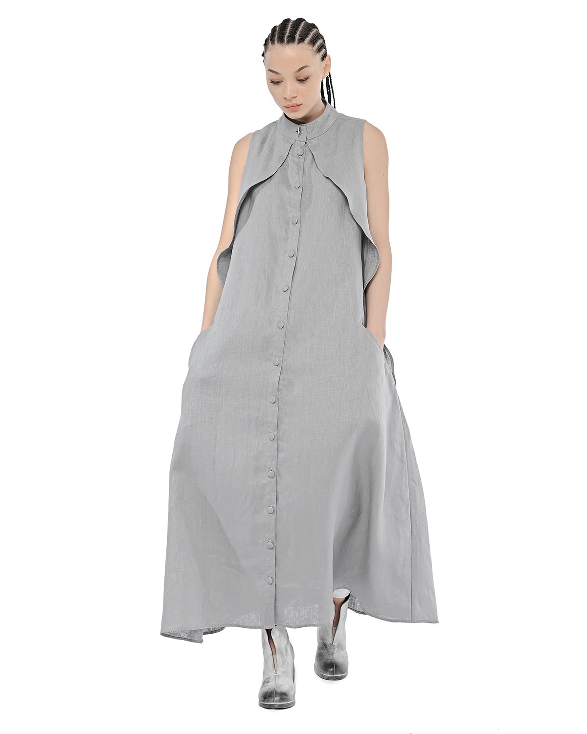 Trigon Layered Linen Dress - Image 7