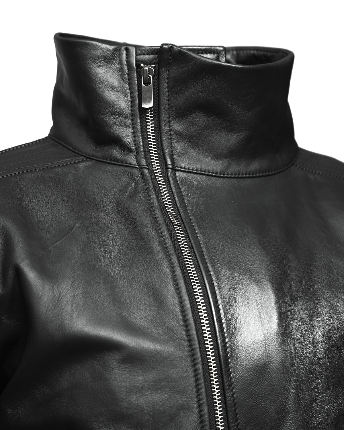 WITHIN High Neck Leather Biker Jacket - Image 15