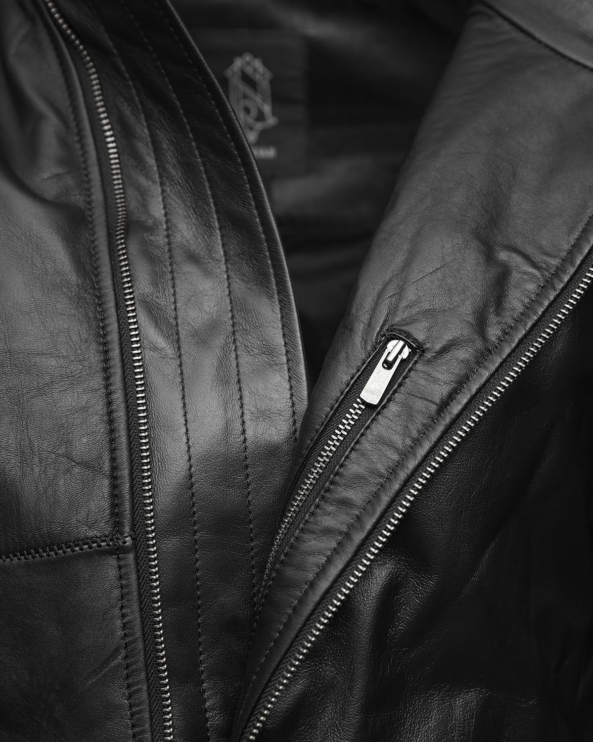 WITHIN High Neck Leather Biker Jacket - Image 16