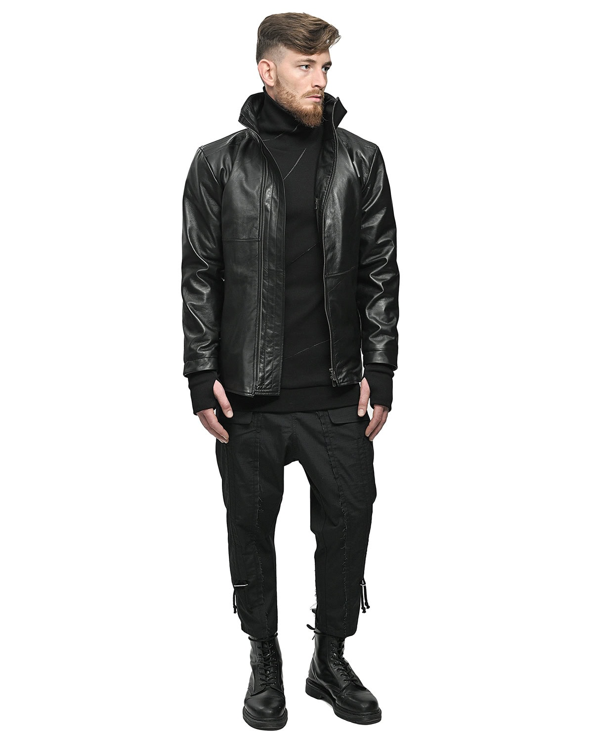 WITHIN High Neck Leather Biker Jacket - Image 9