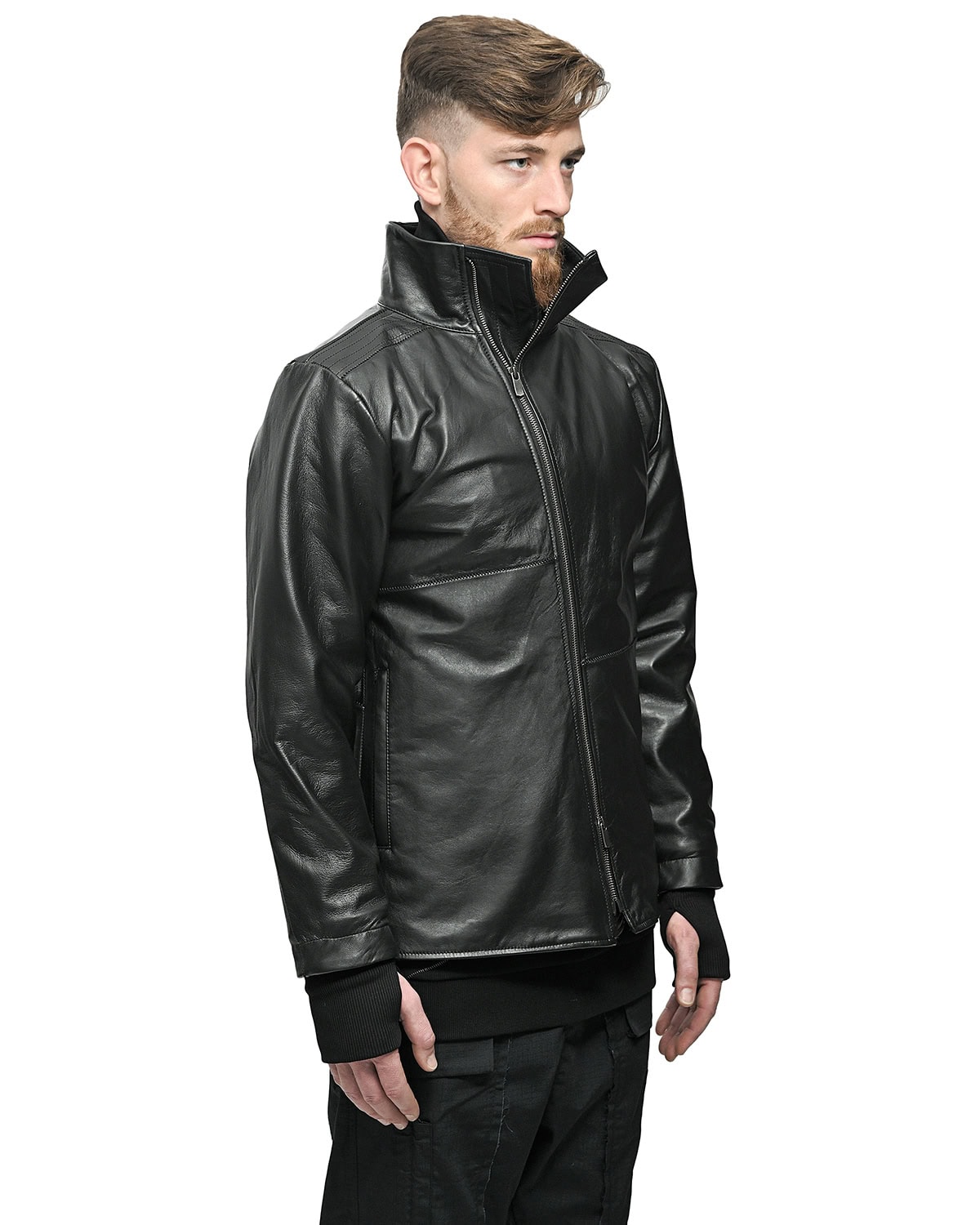 WITHIN High Neck Leather Biker Jacket - Image 6