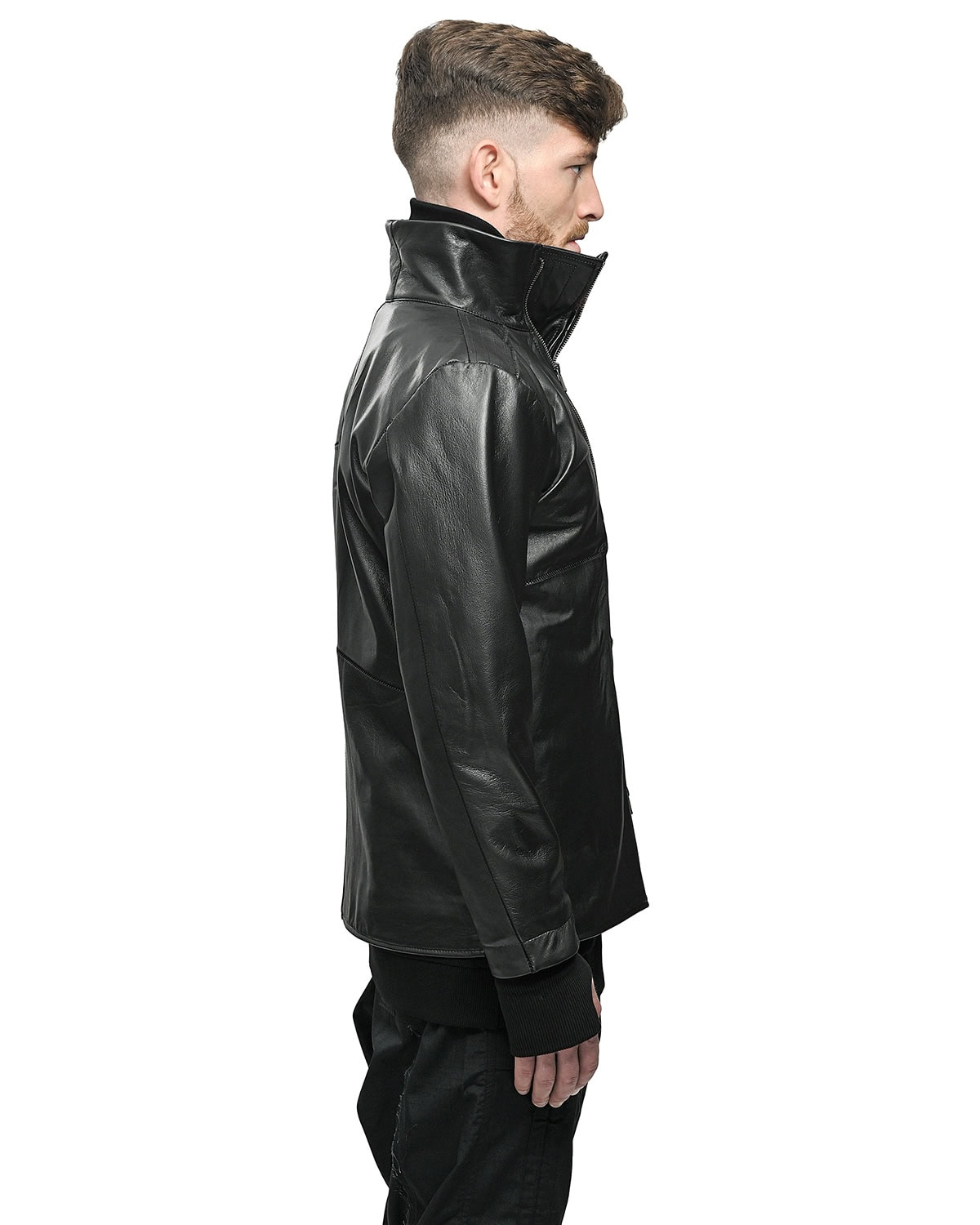 WITHIN High Neck Leather Biker Jacket - Image 7