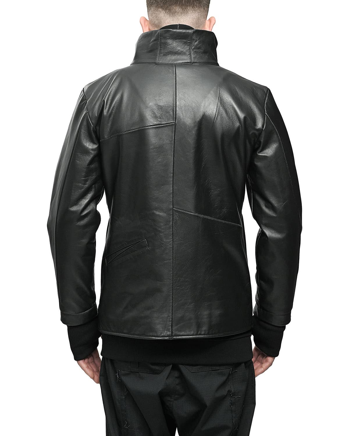 WITHIN High Neck Leather Biker Jacket - Image 8