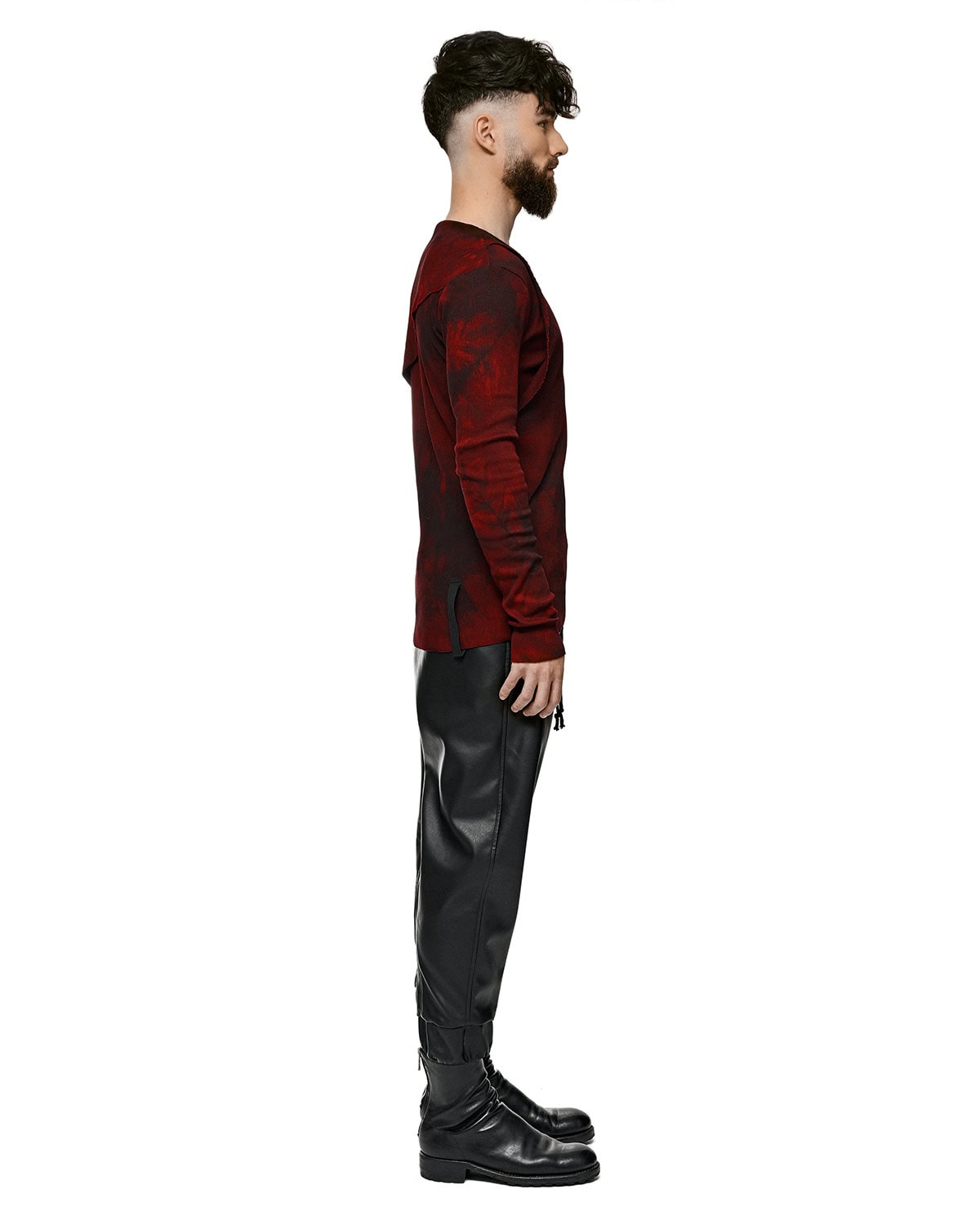 Cloud Red Asymmetric Layers Dyed Sweater - Image 8