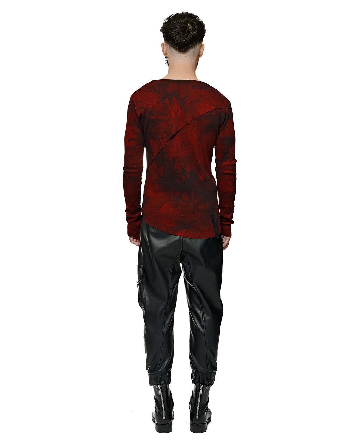 Cloud Red Asymmetric Layers Dyed Sweater - Image 9