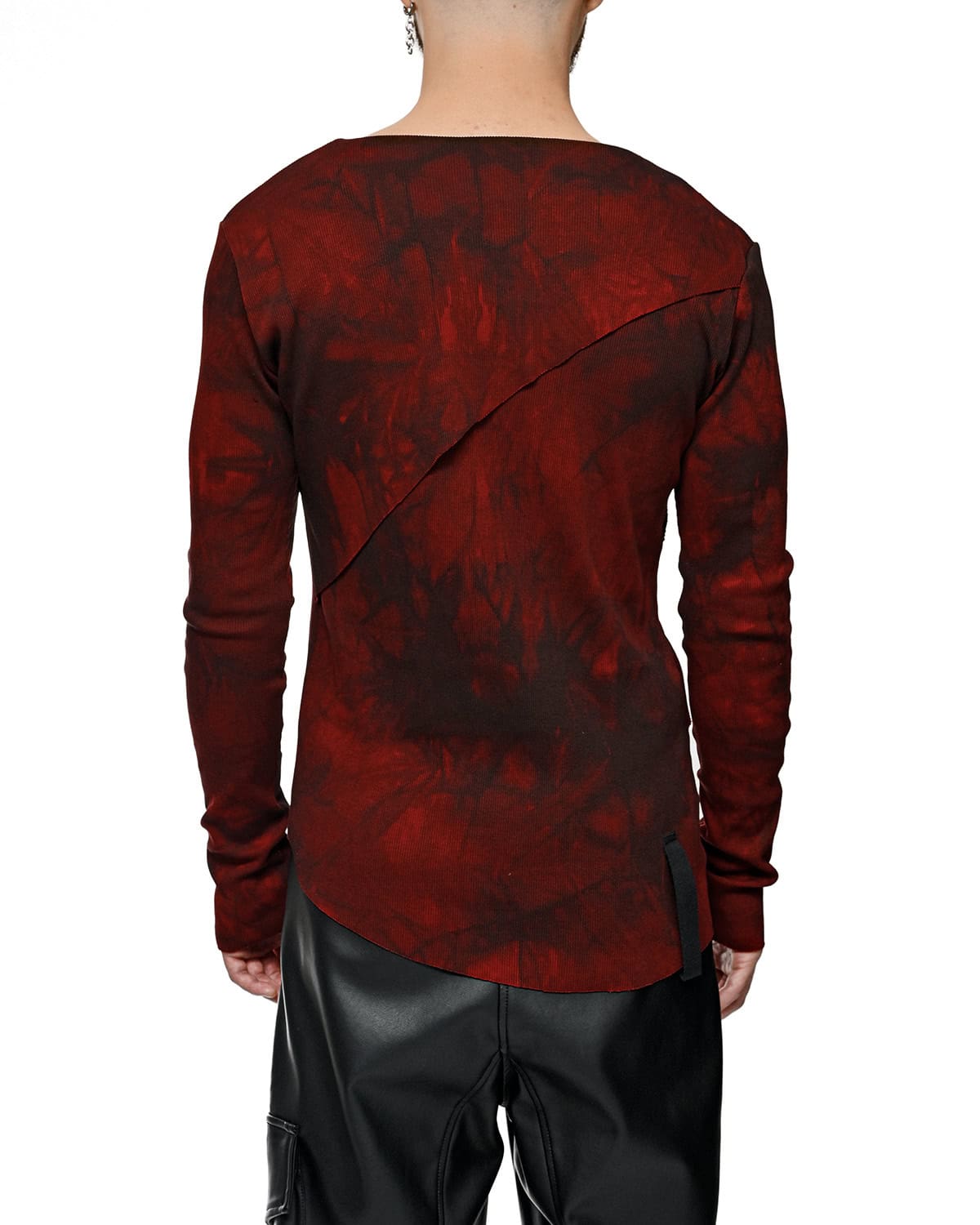 Cloud Red Asymmetric Layers Dyed Sweater - Image 6