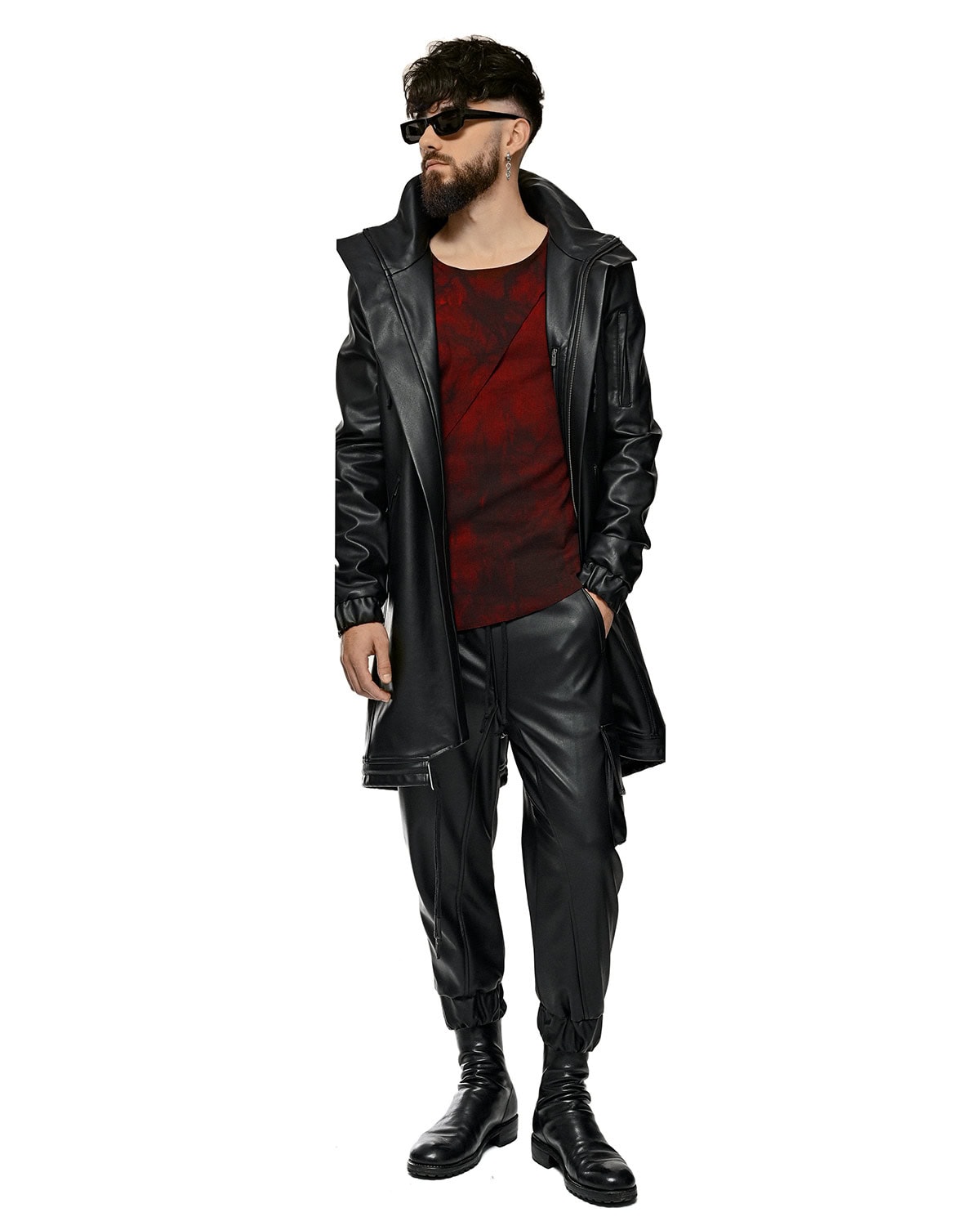 Cloud Red Asymmetric Layers Dyed Sweater - Image 13