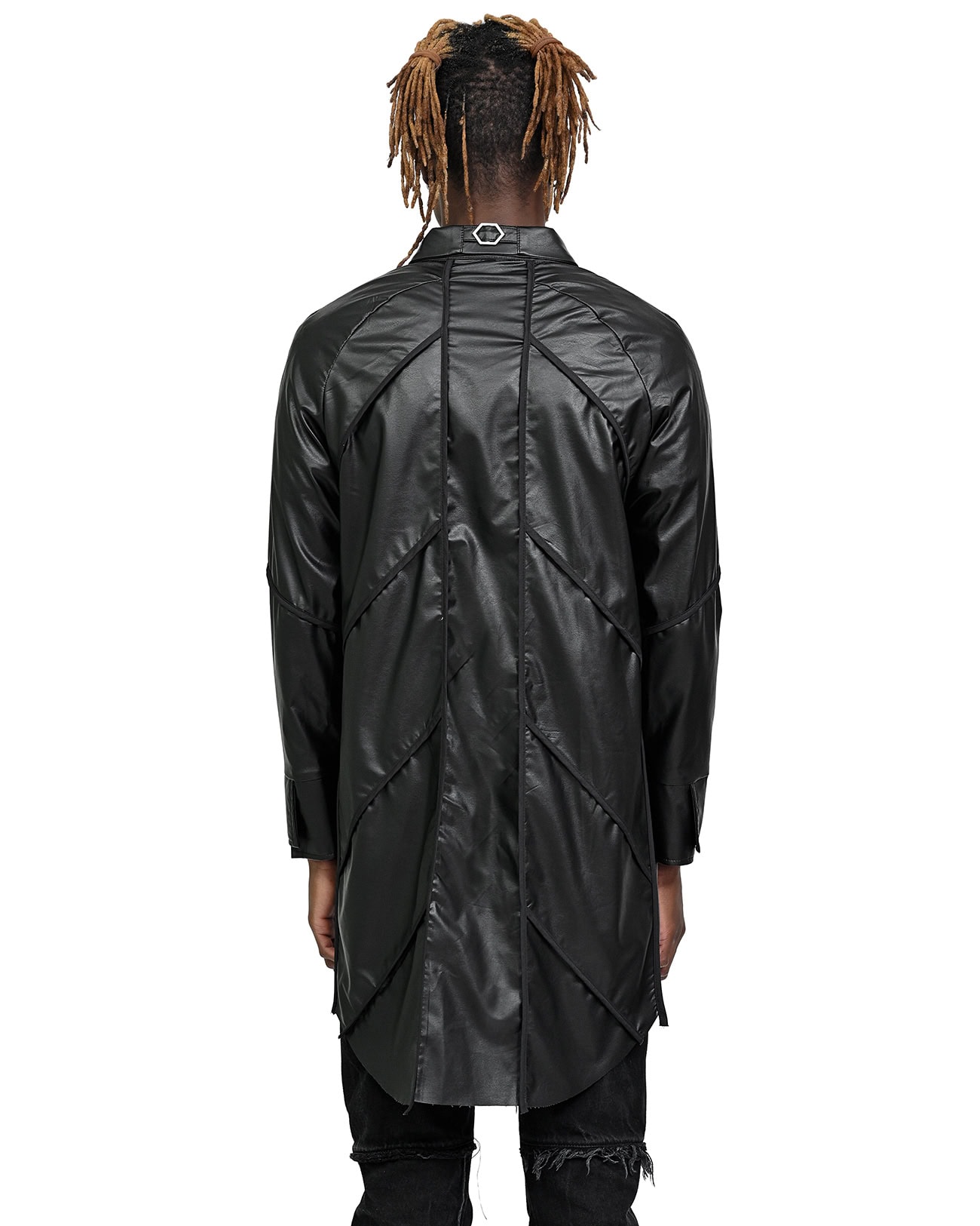 Particle Angle Cut Leather Overshirt - Image 6