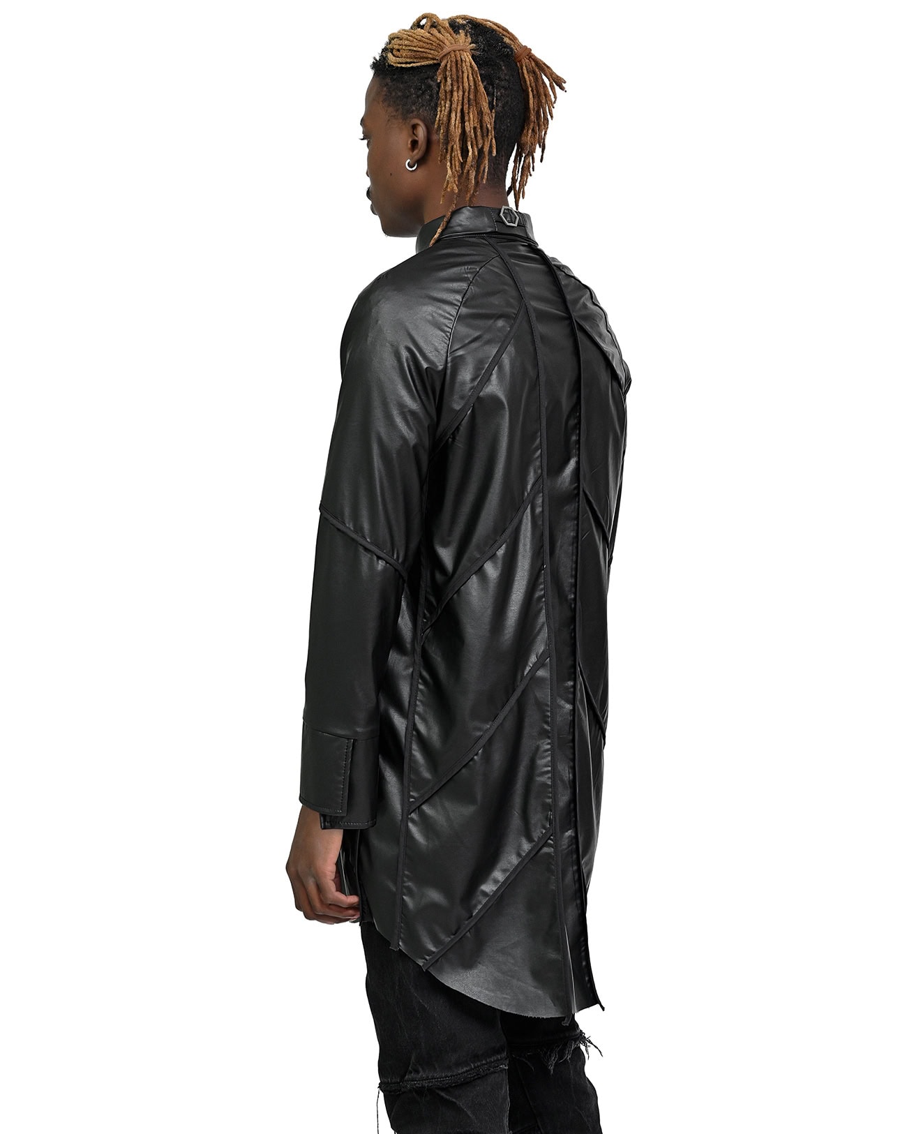 Particle Angle Cut Leather Overshirt - Image 5