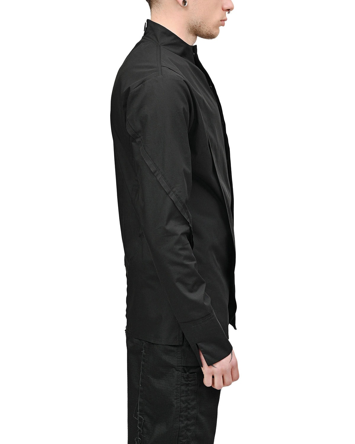 Deconstruct Collarless Layers Shirt - Image 5