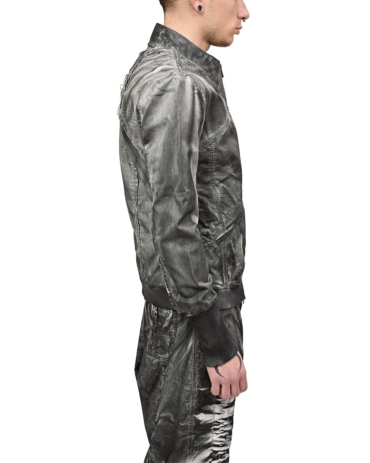 Granite Grey Dyed Bomber Jacket - Image 7