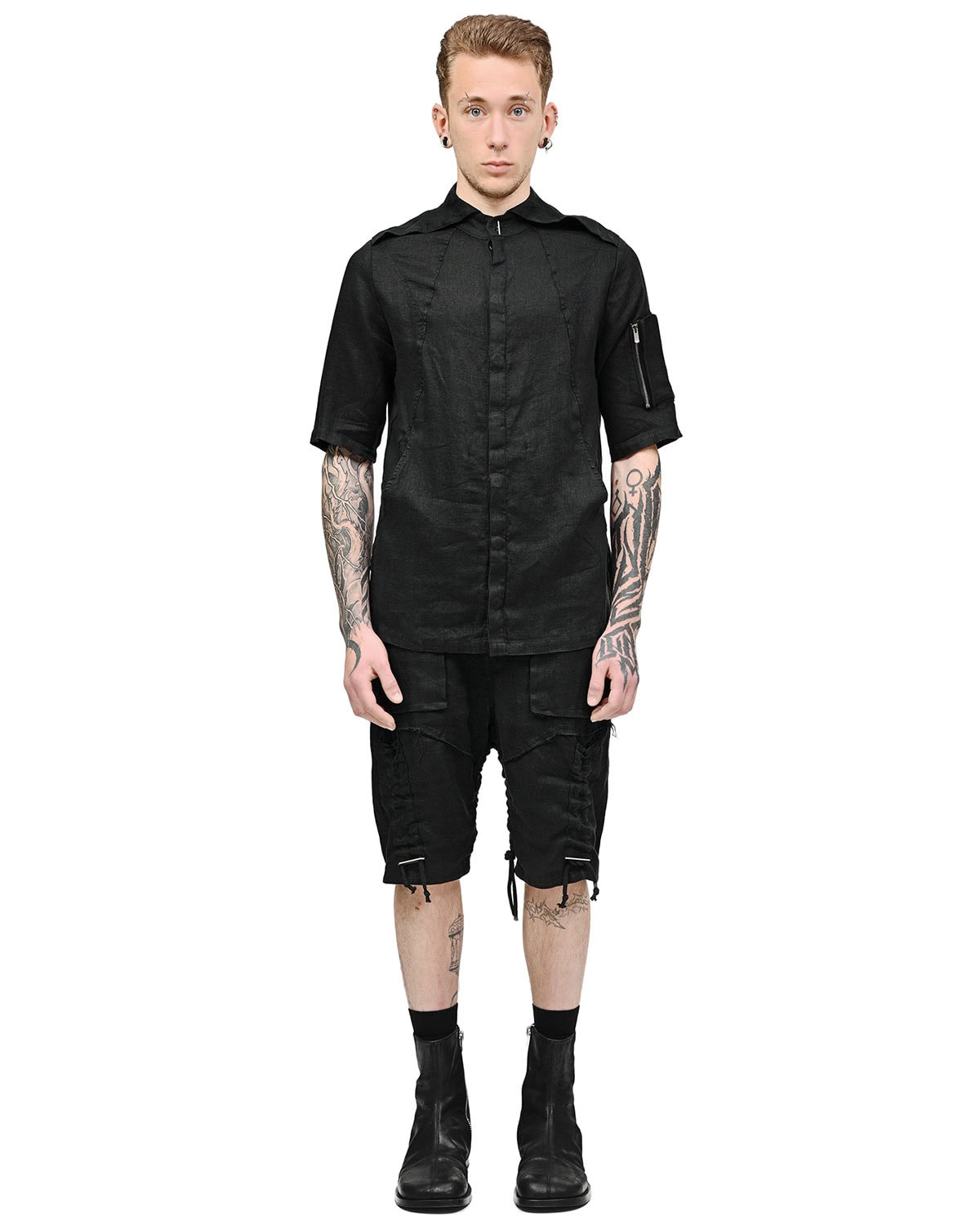 Linen Construct Utility Short-sleeve Shirt - Image 7