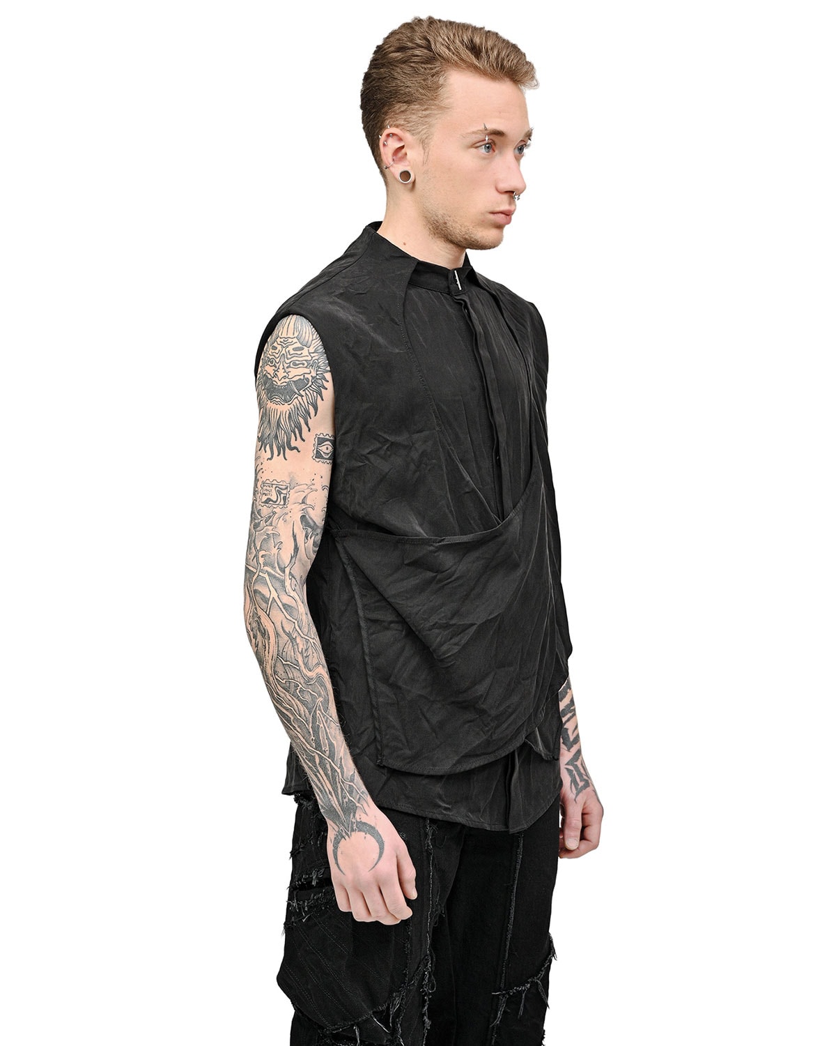 Soft Wrinkle Layers Sleeveless Shirt - Image 5