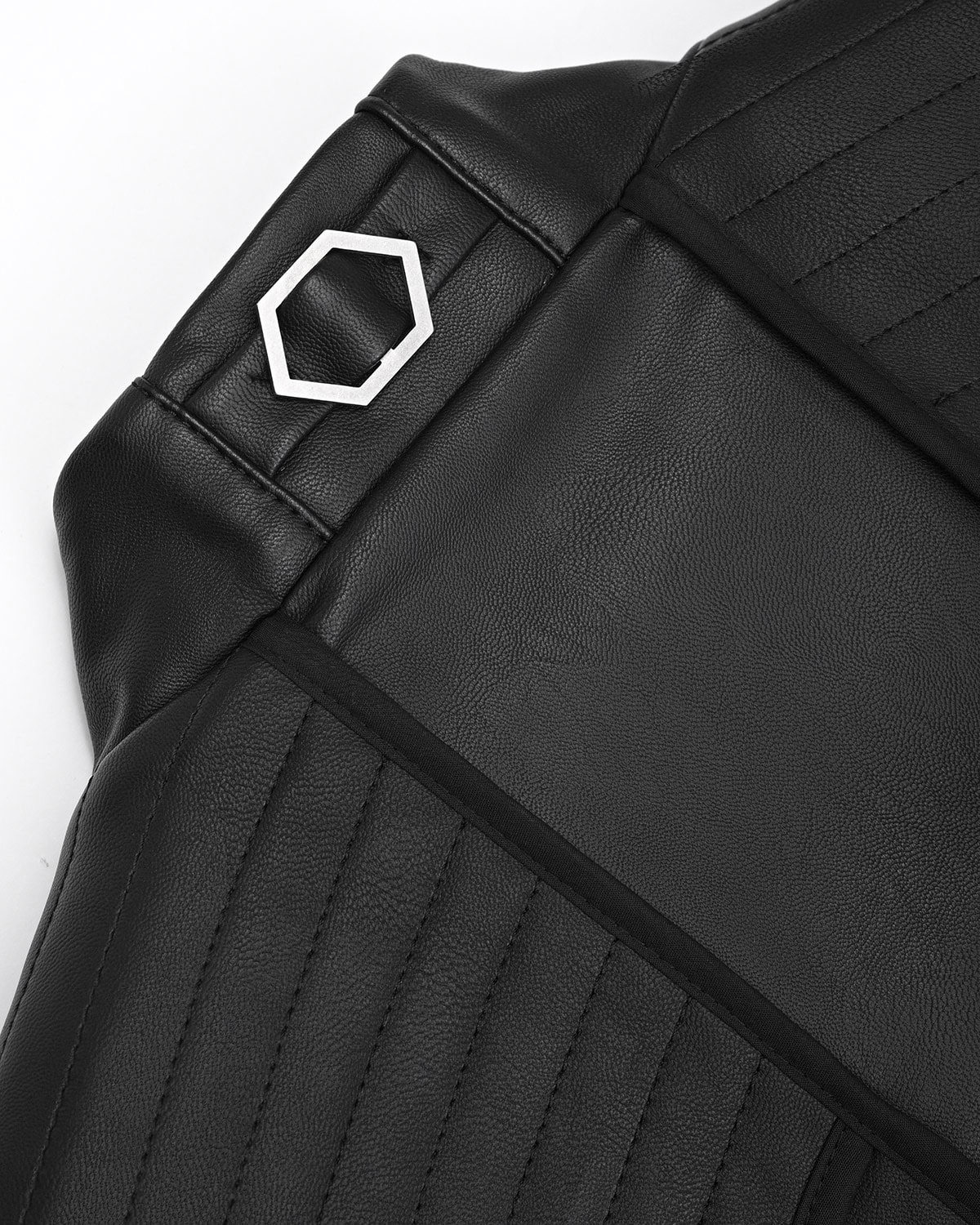 Particle Cut Leather Biker Vest - Image 6