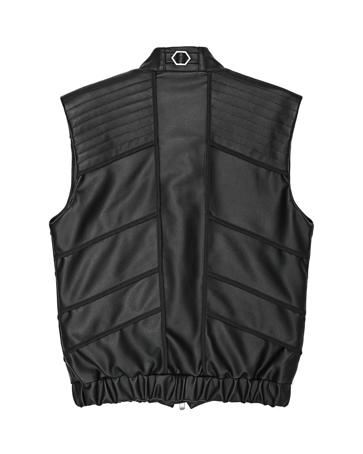 Particle Cut Leather Biker Vest - Image 5