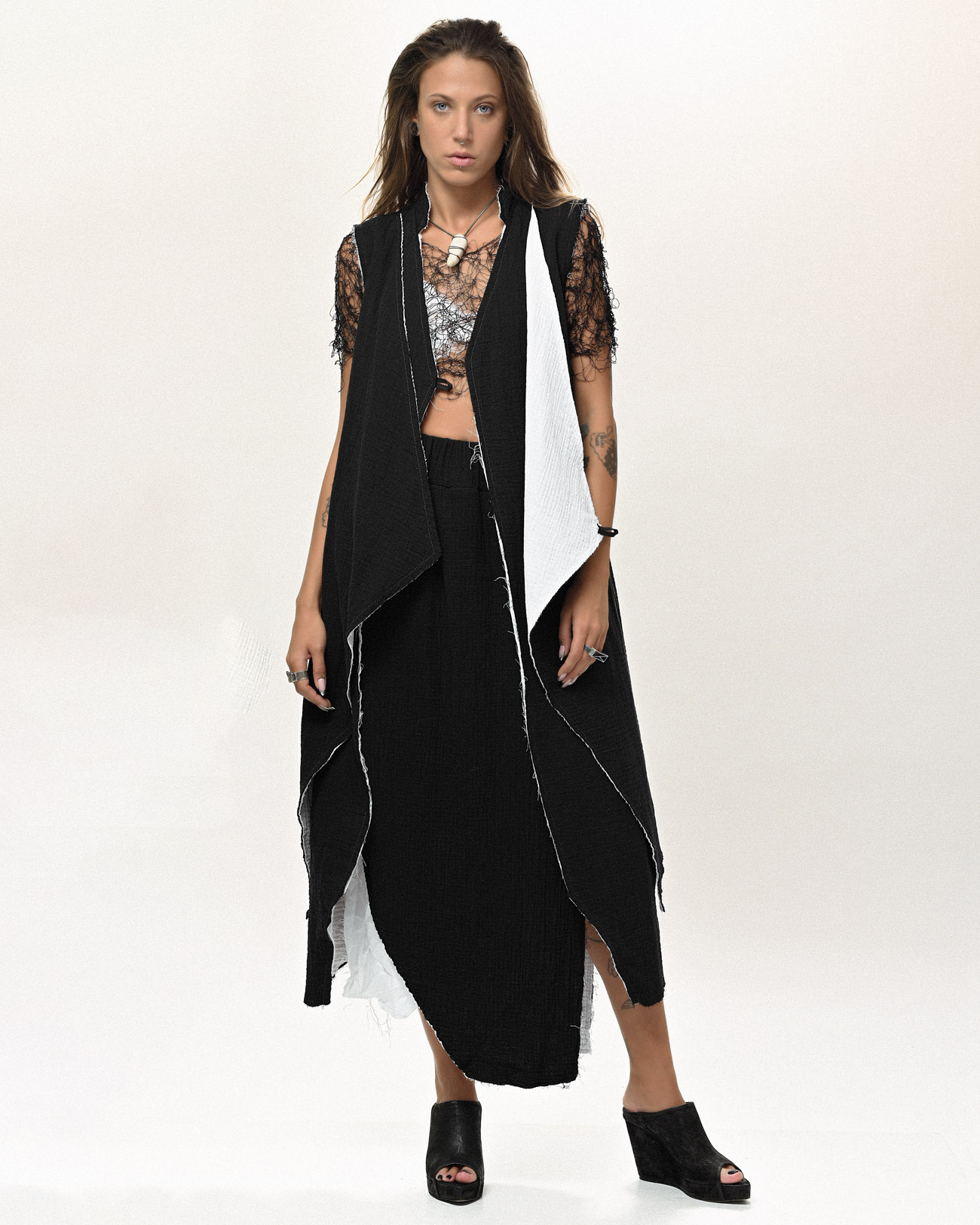 Contrast Draped Layers Soft Skirt - Image 6