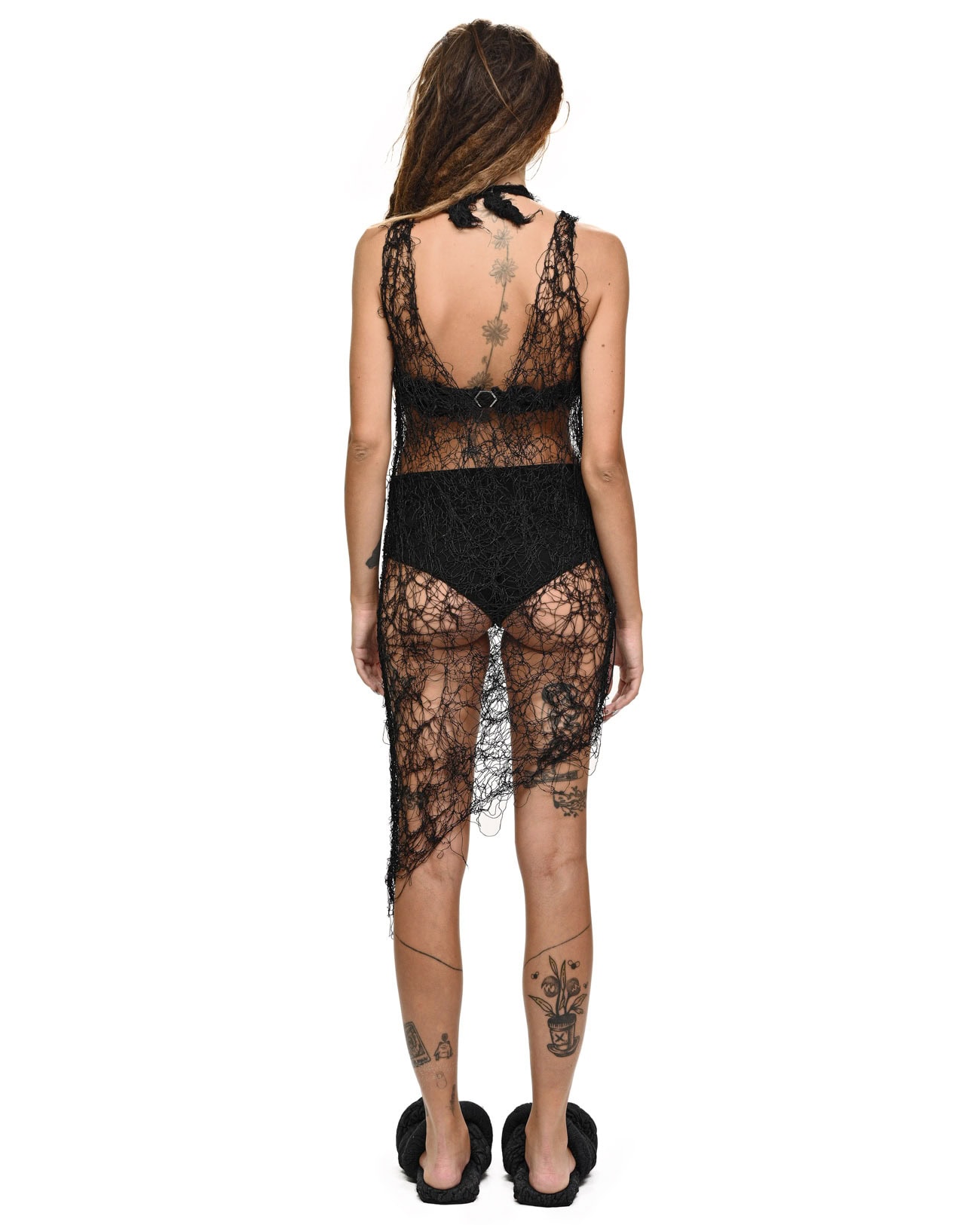 Fiber Web Asymmetry Black Sundress - Image 5